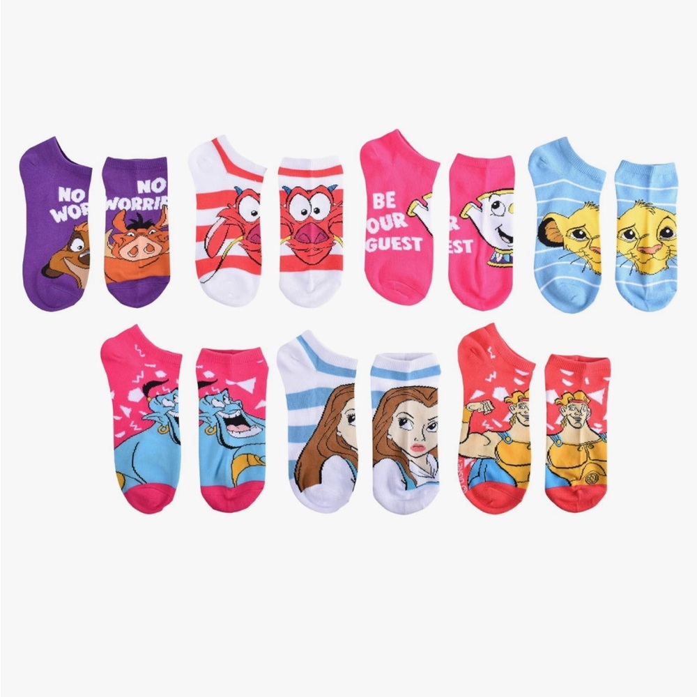 Disney Decades Woman’s No Show Ankle Socks Made in the 90s Movies 7 Pairs OSFA